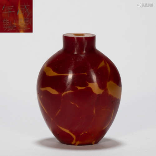 ANCIENT CHINESE COLOURED GLAZE SNUFF BOTTLE
