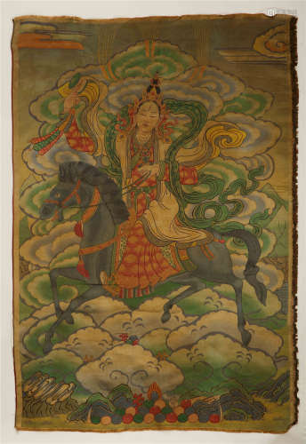 ANCIENT CHINESE THANGKA EMBROIDERED