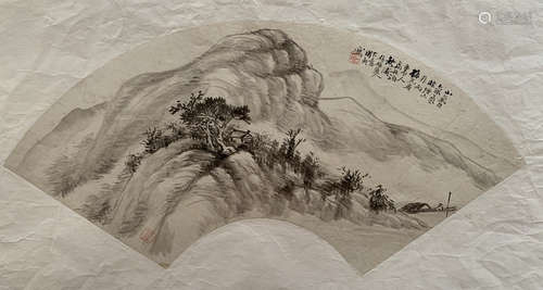 A LANDSCAPE PATTERN PAINTING FAN