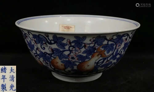 A FAMILLE ROSE GLAZE BOWL WITH FLOWER PATTERN