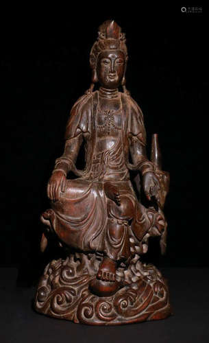 AN OLD CHENXIANG WOOD GUANYIN BUDDHA STATUE