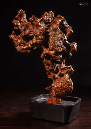 A HUANGYANG WOOD LANDSCAPE ORNAMENT