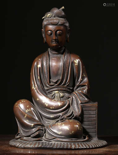 A COPPER GUANYIN BUDDHA STATUE