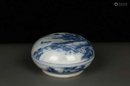 a chinese blue and white porcelain inkpad box