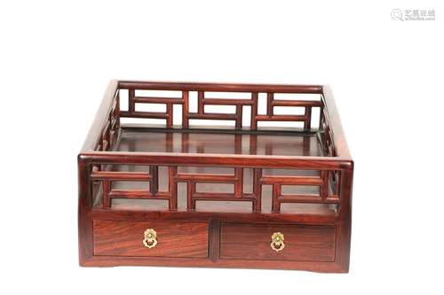 a chinese mahogany square jewelry box