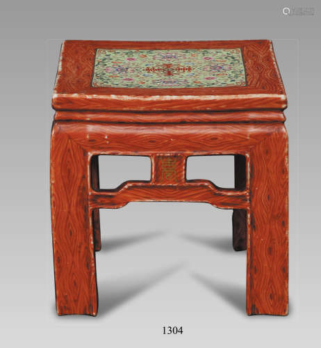 清 木纹釉方桌