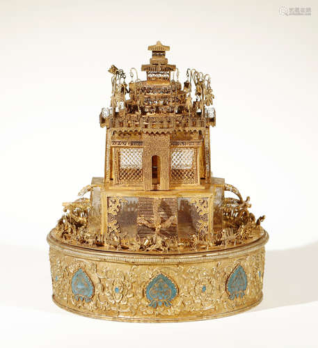 Qing Dynasty - Silver Gilt Mandala