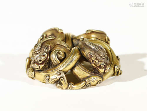 Qing Dynasty - Gilt Dragon Pattern Paper Weight