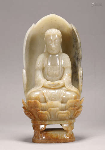 Ming Dynasty - Hetian Jade Sitting Buddha Statue