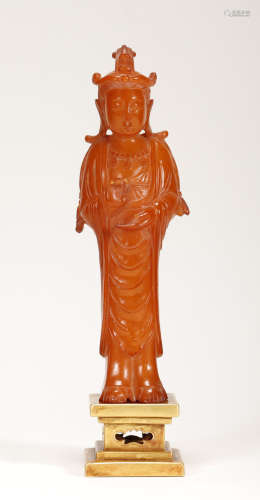 Liao Dynasty-Beeswax Buddha Statue, Pure Gold Base