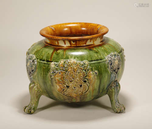 Tang Dynasty - Colored Tripod Censer