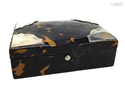 A VICTORIAN SILVER AND TORTOISESHELL CASKET