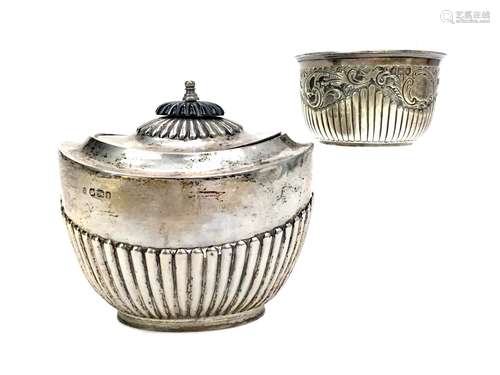 A VICTORIAN SILVER SUGAR BOWL ALONG WITH ANOTHER