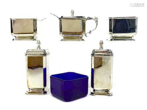 A SILVER CRUET SET