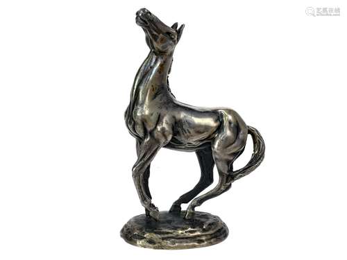 'PLAYING UP' - A SOLID SILVER FIGURE OF A STALLION