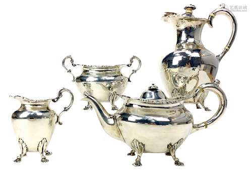 AN EDWARDIAN SILVER FOUR PIECE TEA SERVICE