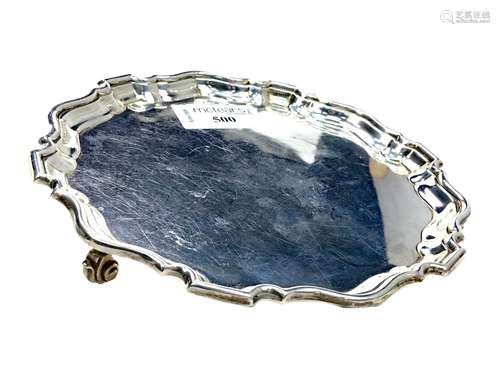 AN EARLY 20TH CENTURY SILVER CARD TRAY,