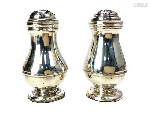 A PAIR OF SILVER SALT & PEPPER SHAKERS