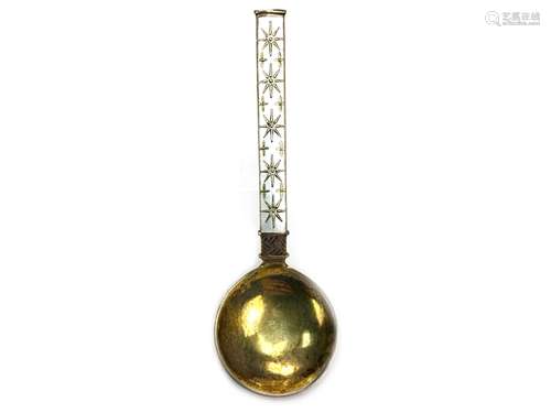 A NORWEGIAN SILVER GILT AND ENAMEL SPOON