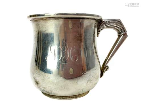 A GEORGE V SILVER CHRISTENING MUG