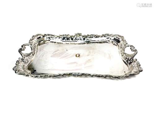 A VICTORIAN SILVER PLATED TEA TRAY