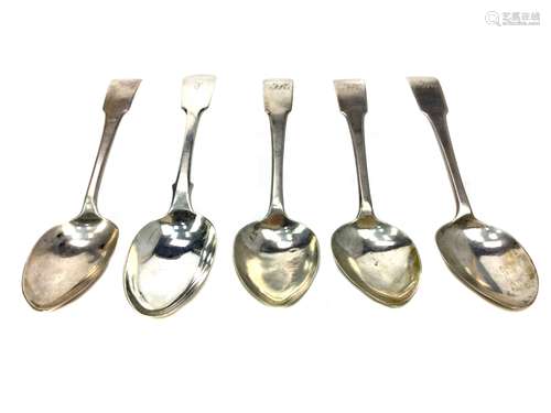 A LOT OF FIVE SCOTTISH PROVINCIAL SILVER SERVING SPOONS