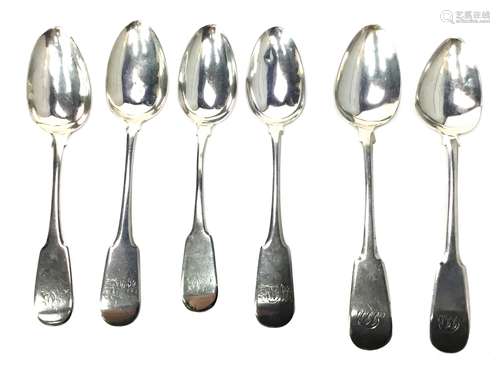 A LOT OF SIX PROVINCIAL SILVER TEASPOONS