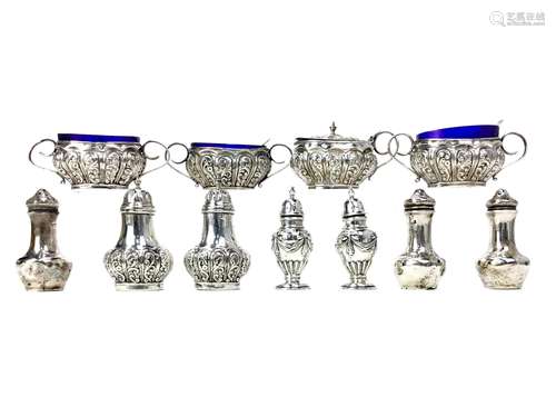 A SET OF MID-20TH CENTURY SILVER CRUETS