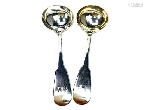 A PAIR OF GEORGE III SILVER SAUCE LADLES