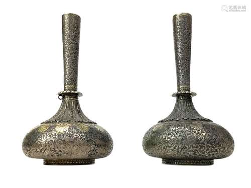 A PAIR OF EARLY 20TH CENTURY BIDRI WARE VASES