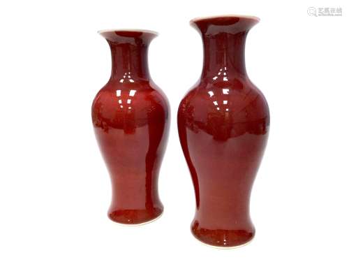 A PAIR OF EARLY 20TH CENTURY CHINESE SANG DE BOEUF VASES