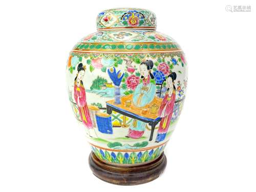 A CANTON FAMILLE ROSE GINGER JAR