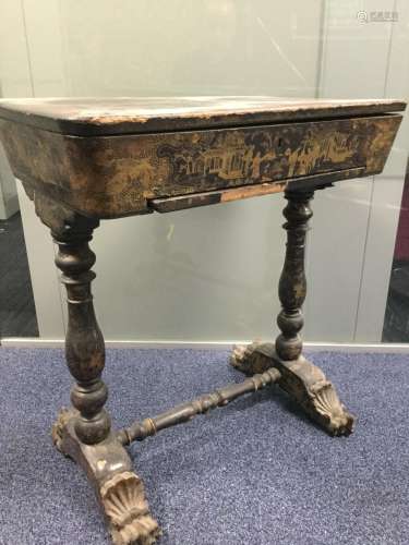 A 19TH CENTURY JAPANNED WORK TABLE