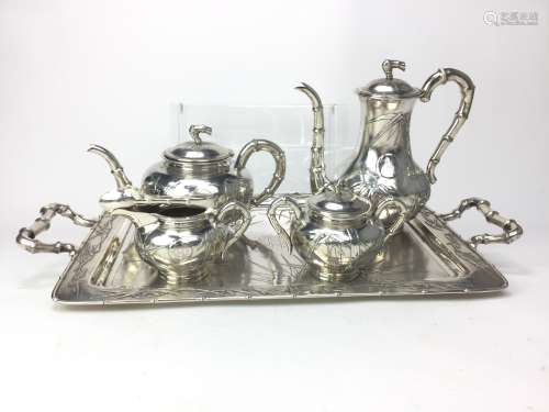 A CHINESE SILVER TEA AND COFFEE SERVICE