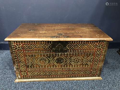 AN EARLY 19TH CENTURY CHEST AND A SMALLER CASKET