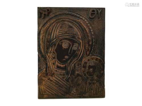 A 20TH CENTURY RUSSIAN WOOD ICON