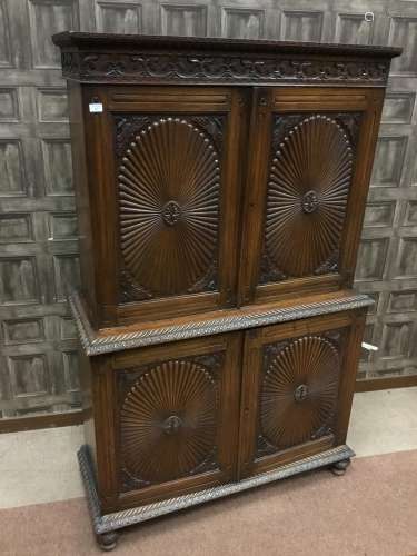 AN ANGLO INDIAN PADOUKWOOD CABINET