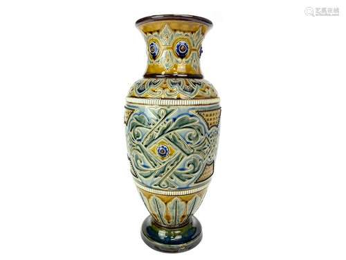 A ROYAL DOULTON LAMBETH STONEWARE VASE