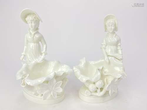 A PAIR OF MOORE FIGURAL DISHES