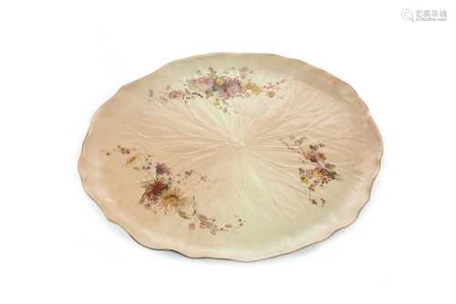 A ROYAL WORCESTER OVAL TRAY IN DISPLAY TABLE