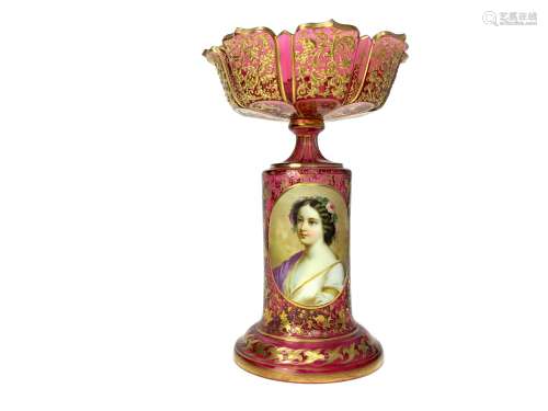 A LATE 19TH CENTURY BOHEMIAN GLASS CENTREPIECE