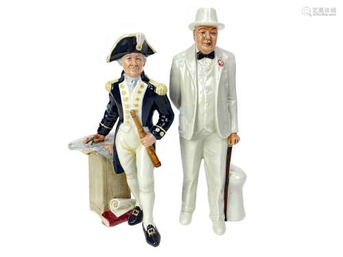 A ROYAL DOULTON FIGURE OF 'SIR WINSTON CHURCHILL' AND ANOTHER OF 'THE CAPTAIN'