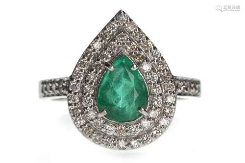 AN EMERALD AND DIAMOND RING