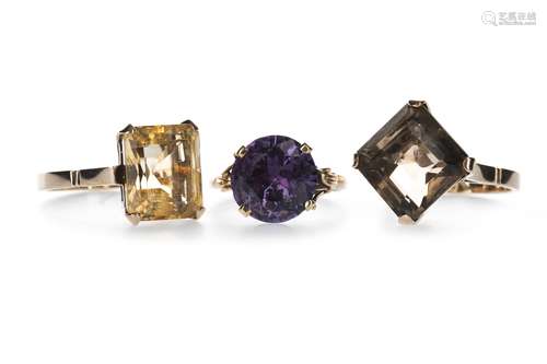 THREE GEM SET RINGS