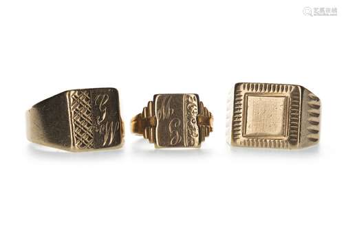 THREE SIGNET RINGS