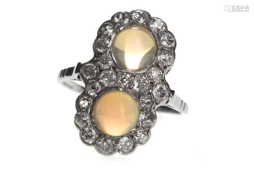 AN OPAL AND DIAMOND RING