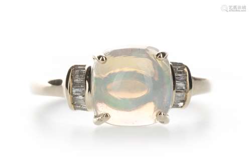 AN OPAL AND DIAMOND RING