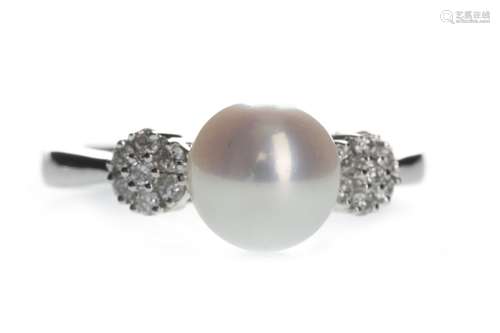 A PEARL AND DIAMOND RING