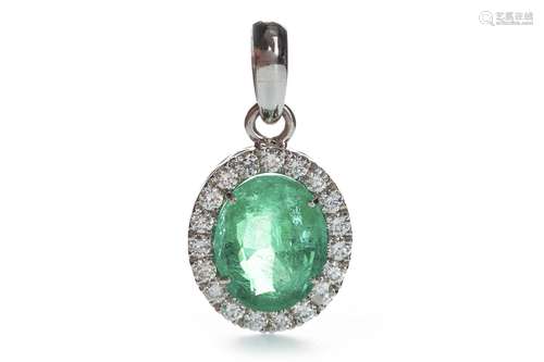 AN IMPRESSIVE EMERALD AND DIAMOND PENDANT