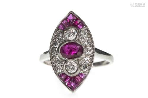 A RUBY AND DIAMOND RING